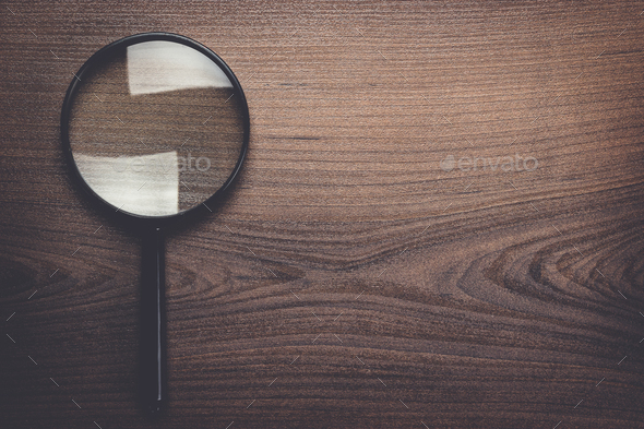 Magnifying Glass On Wooden Background Stock Photo By Garloon Photodune